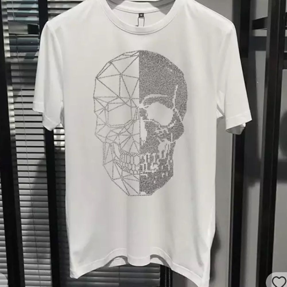 Skull print rhinestone top
